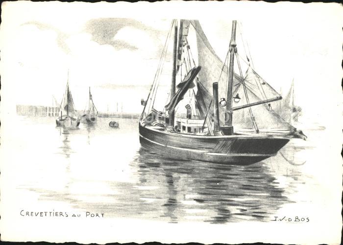 Belgien Crevettiers au Port Belgische Kunst Kuenstlerkarte