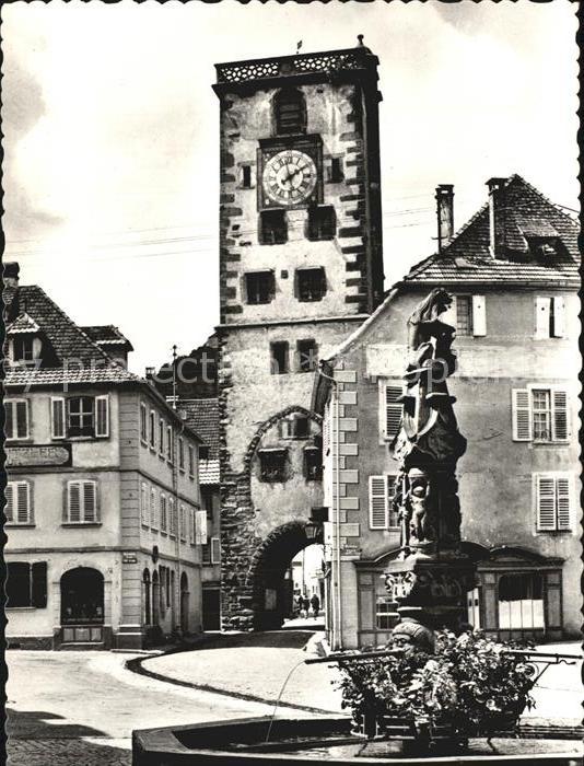 Ribeauville Haut Rhin Elsass Place du Marche Tour des Bouchers Fontaine