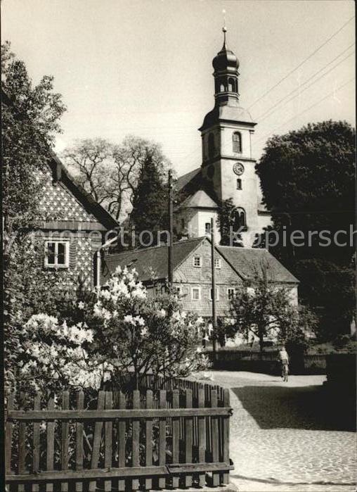 Grossschoenau Sachsen Ortspartie an der Kirche Handabzug