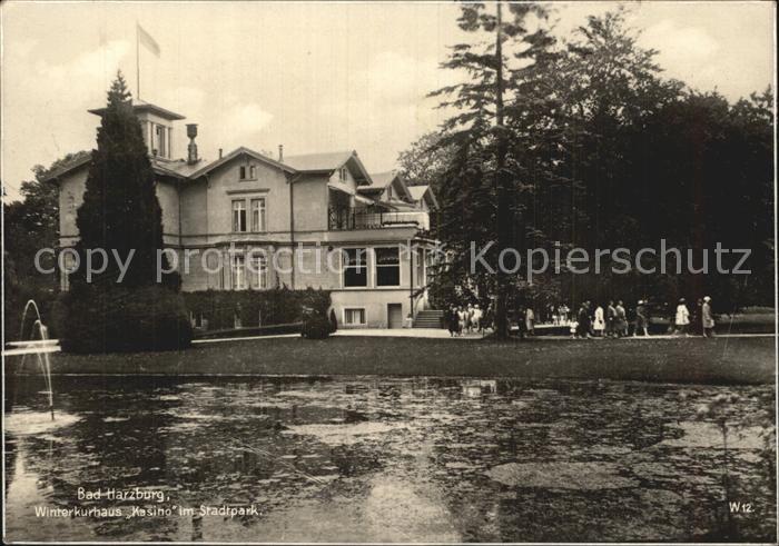Bad Harzburg Winterkurhaus Kasino im Stadtpark Teich Trinks Postkarte
