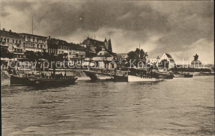 Koblenz Rhein Blick von Schiffbruecke