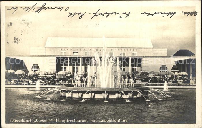 DuessELDORF  CITY Gesolei Hauptrestaurant mit Leuchtfontaene