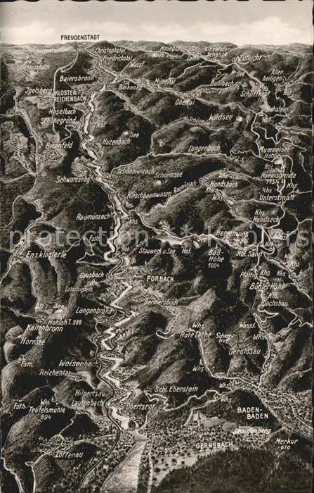 Lautenbach Renchtal Gasthaus Pension Lautenfels Panoramakarte Murgtal