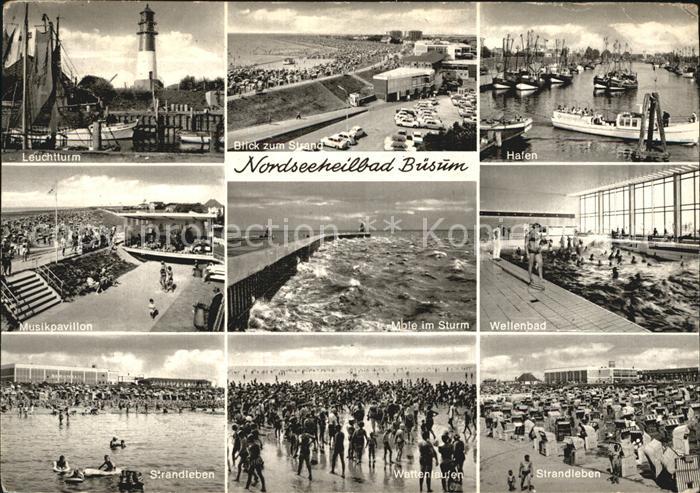 Buesum Nordseebad Strand Wellenbad Mole Musikpavillon Hafen Leuchtturm