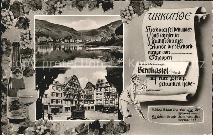 BERNKASTEL-KUES Berncastel Rheinland-Pfalz Urkunde Ortsansichten