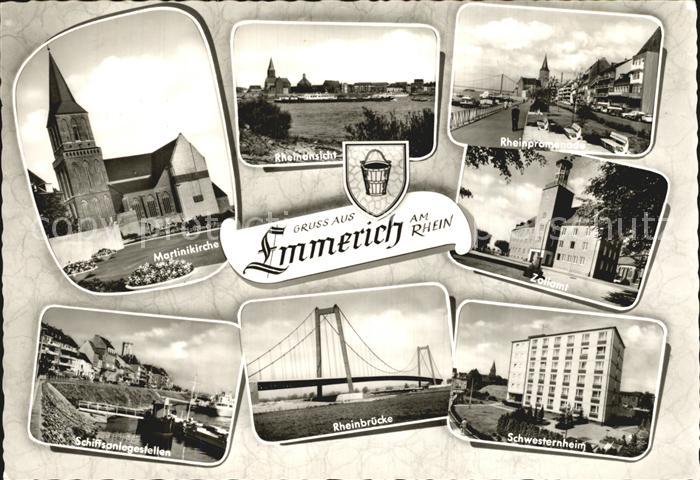 Emmerich Rhein Martinikirche Schiffsanlegestelle Rheinbruecke Schwesternheim Zol