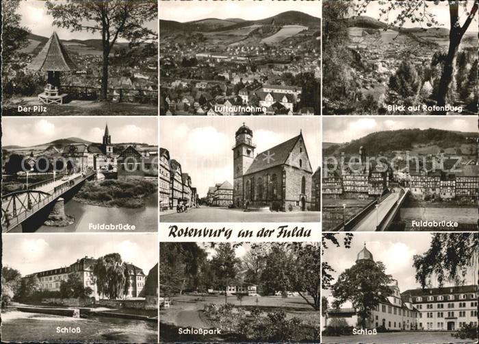 Rotenburg Fulda Pilz Fuldabruecke Schloss Schlosspark Blick auf Rotenburg