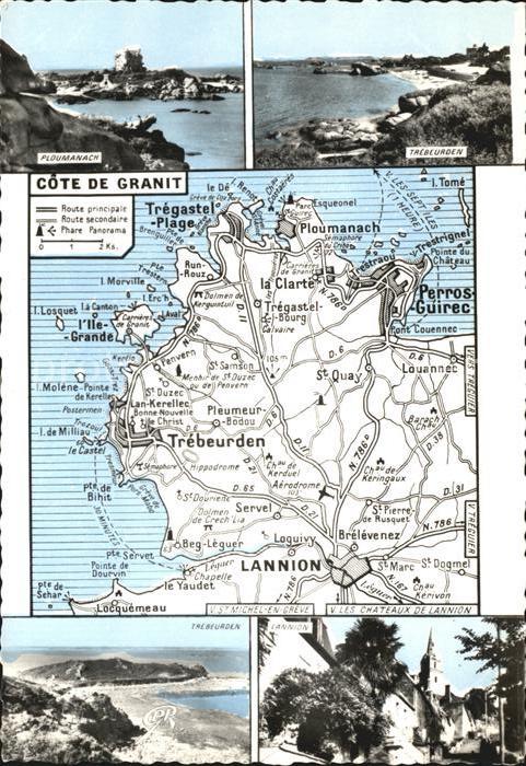 Lannion Strassenkarte Wanderkarte