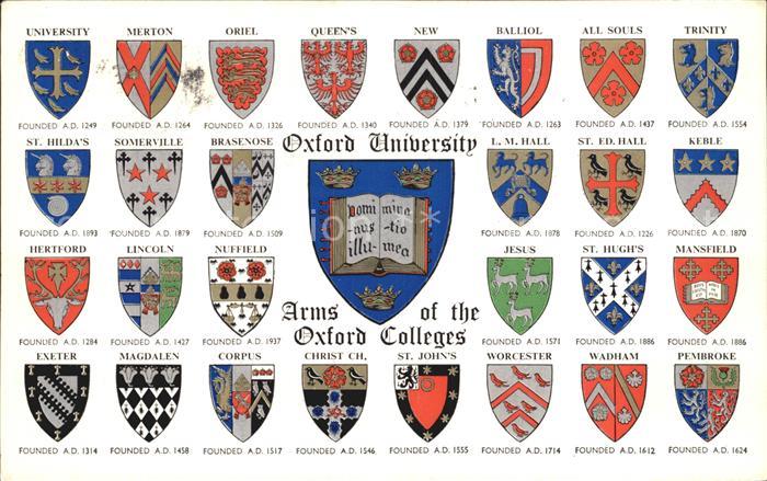 Oxford Oxfordshire Arms of the Oxford Colleges