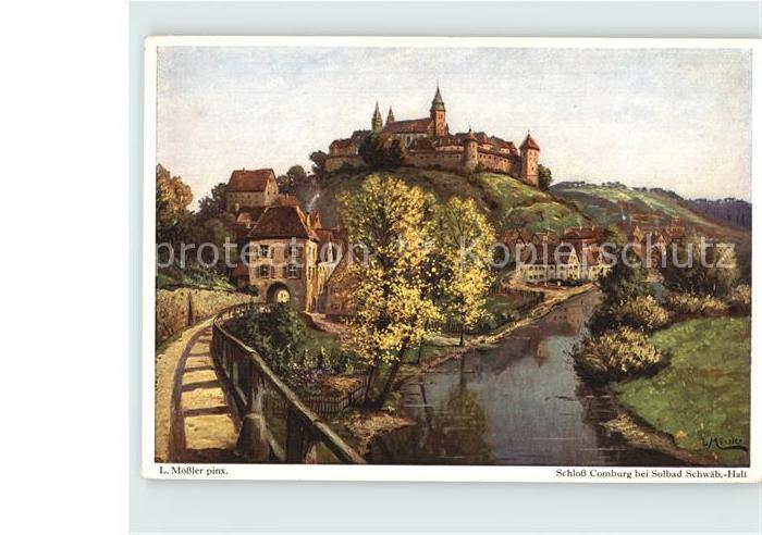 Schwaebisch Hall Schloss Comburg Kuenstlerkarte L. Moessler