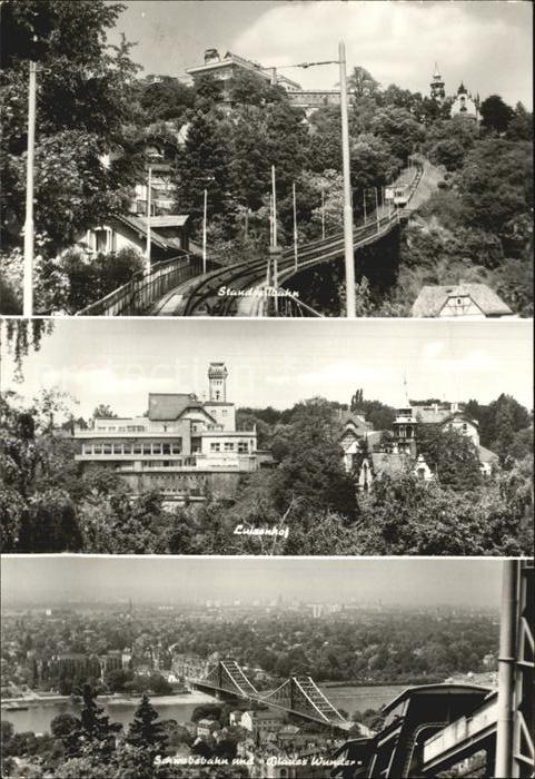 DRESDEN Elbe Standseilbahn Luisenhof Schwebebahn mit Blaues Wunder