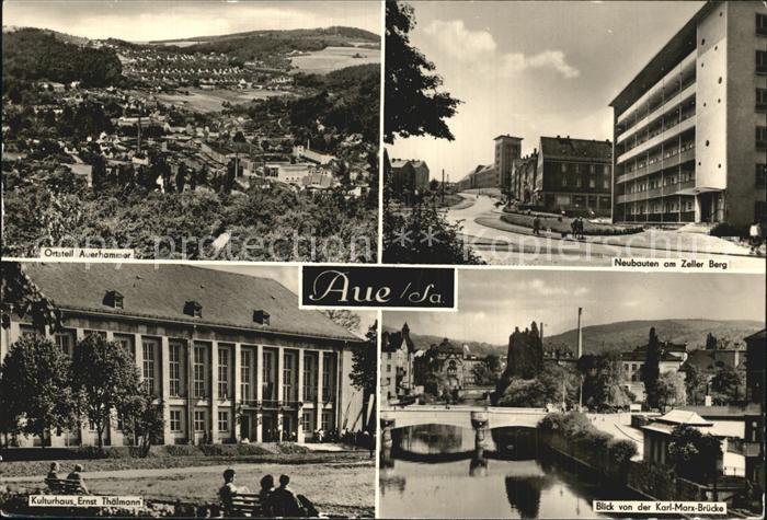 Aue Sachsen Auerhammer Kulturhaus Ernst Thaelmann Blick von der Karl Marx Brueck