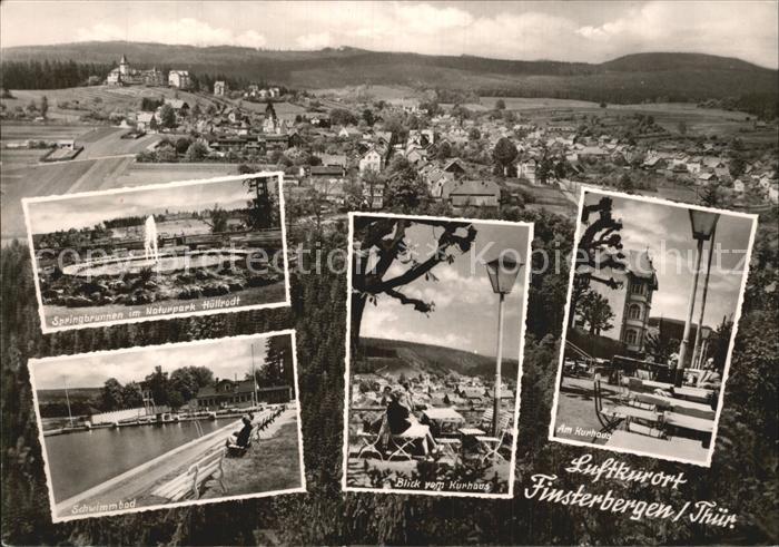 Finsterbergen Am Kurhaus Schwimmbad Springbrunnen im Naturpark Blick vom Kurhaus