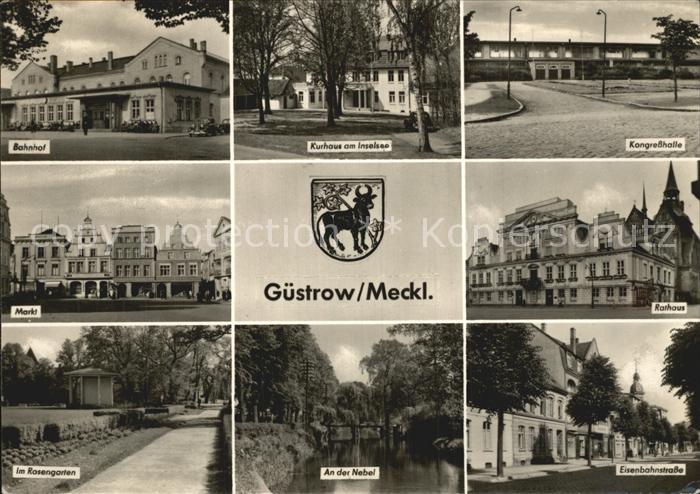 Guestrow Mecklenburg Vorpommern Bahnhof Markt Rosengarten Rathaus Kongresshalle