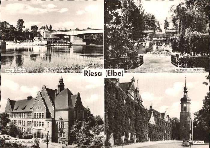 Riesa Sachsen Neue Elbbruecke Freitreppe Stadtpark Rathaus