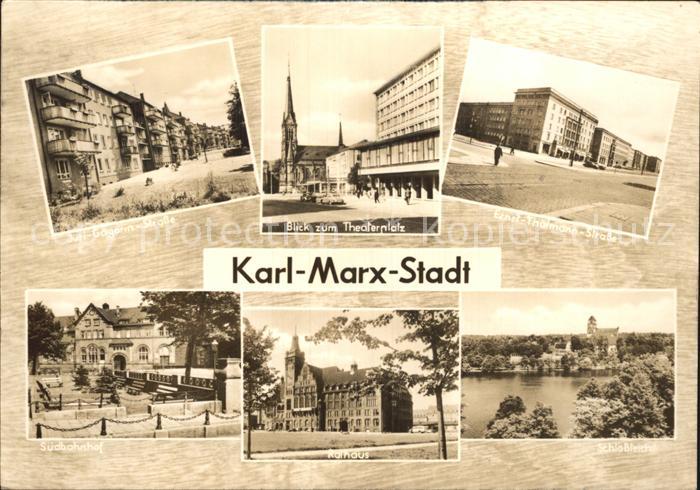Karl-Marx-Stadt Theaterplatz Rathaus Suedbahnhof
