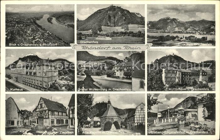 Rhoendorf Drachenfels Blick Kurhaus Hotel Wolkenburg Muetterheim Alte Kapelle Si