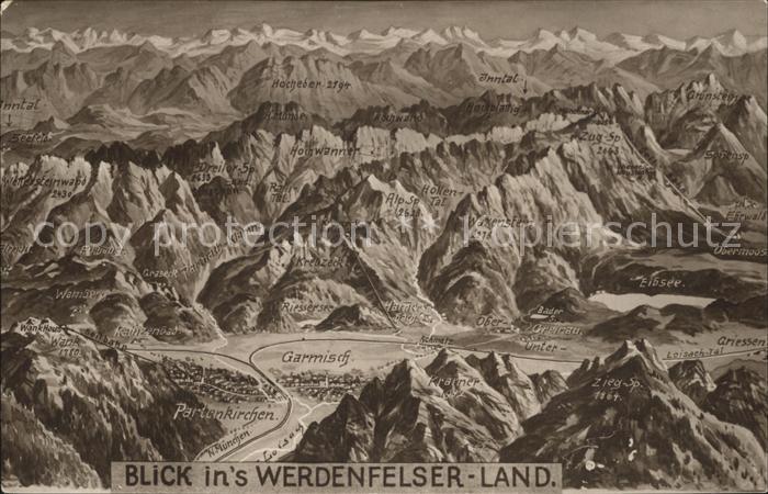 GARMISCH-PARTENKIRCHEN Bayern Blick ins Werdenfelser Land Panoramakarte