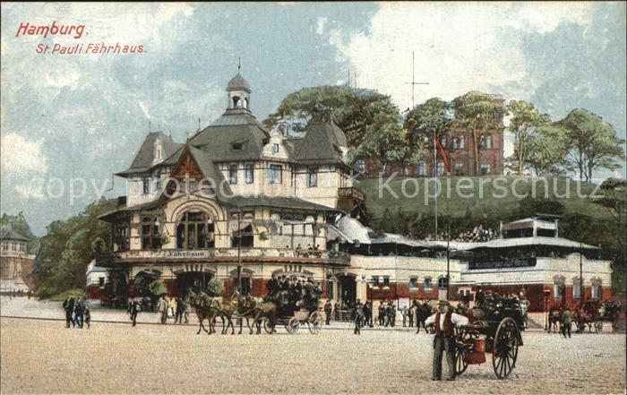 HAMBURG  CITY St Pauli Faehrhaus Pferdekutschen