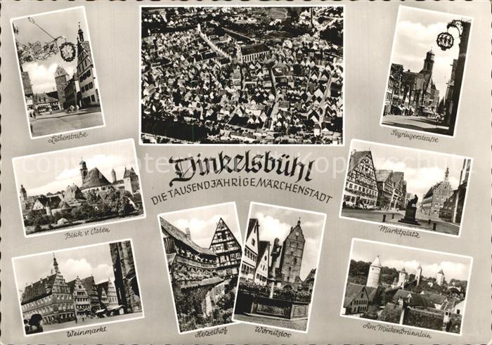 Dinkelsbuehl Lutherstr Fliegeraufnahme Segringerstr Teilansicht Marktplatz Weinm