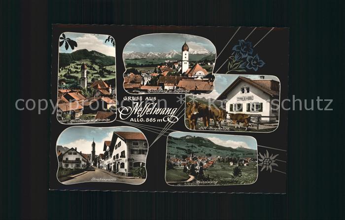 Nesselwang Allgaeu Bayern mit Alpspitze Zugspitze Lift Bergstation Strassenpart