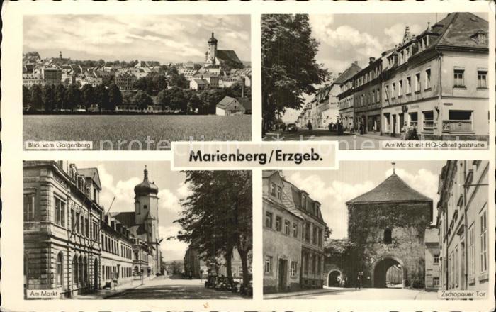 Marienberg Erzgebirge Blick vom Galgenberg Kirche Markt HO Schnellgaststaette Zs