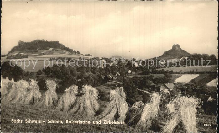 Schoena Elbe Landwirtschaft Blick zur Kaiserkrone und Zirkelstein Elbsandsteinge
