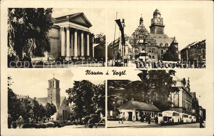 Plauen Vogtland Theater Rathaus Innenstadt Bus Kirche