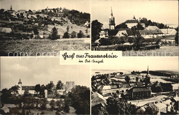 Frauenstein Sachsen Ortsansichten mit Kirche Handabzug