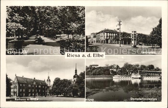 Riesa Sachsen Stadtpark Leninplatz Dampferlandeplatz Rathaus Kirche