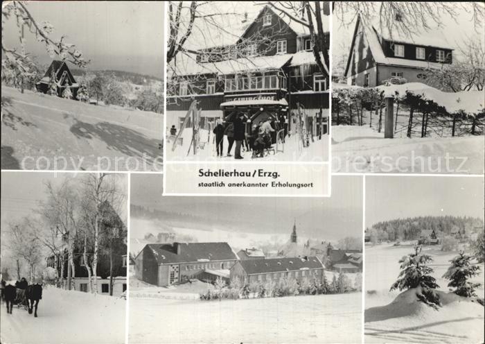 Schellerhau Teilansichten Wintersportplatz HO Gebirgshof Pferdeschlitten Handabz