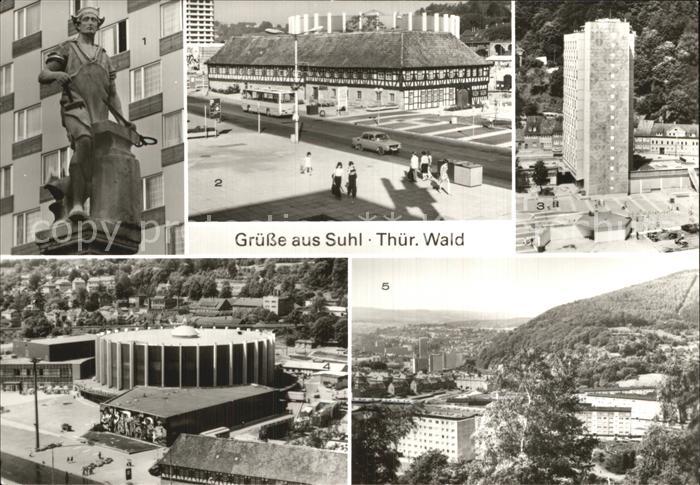 Suhl Thueringer Wald Brunnenplastik Waffenschmied Waffenmuseum Wilhelm Pieck Str