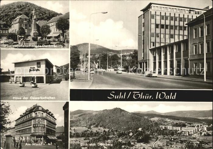 Suhl Thueringer Wald Waffenschmied Denkmal Haus der Gewerkschaften Markt Panoram