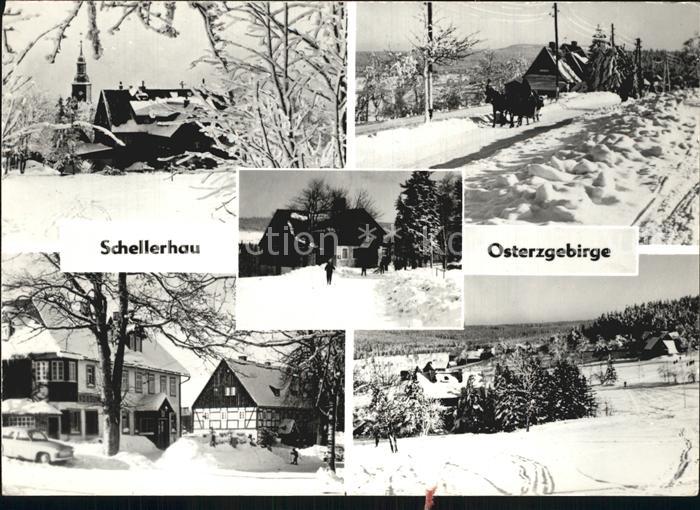 Schellerhau Teilansichten Winterpanorama Handabzug