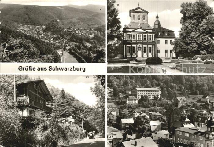 Schwarzburg Thueringer Wald Panorama Blick zum Trippstein Kaisersaalgebaeude HO