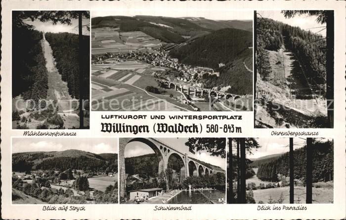 Willingen Sauerland Muehlenkopfschanze Panorama Viadukt Ohrenbergschanze Stryck
