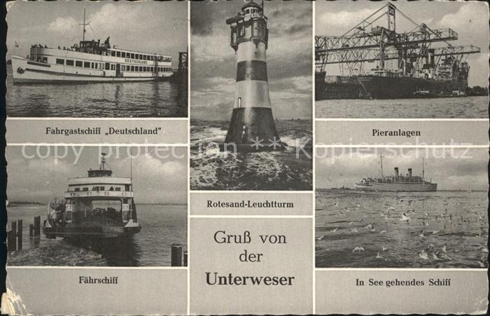 Unterweser Fahrgastschiff Deutschland Faehrschiff Rotesand Leuchtturm Pieranlage