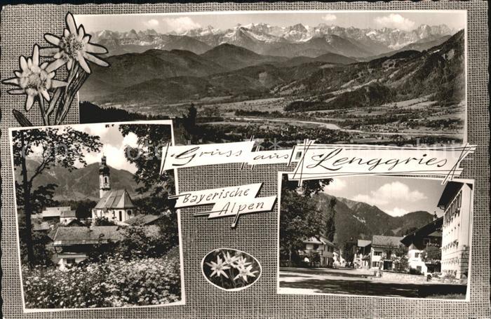 Lenggries Panorama Kirche Dorfpartie