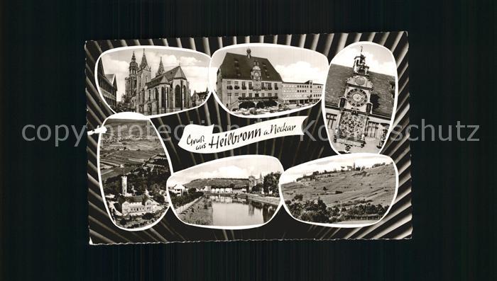 Heilbronn Neckar Kirche Rathaus Uhr Fliegeraufnahme Neckarpartie