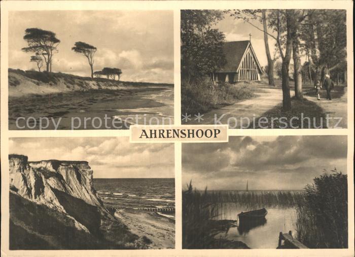 Ahrenshoop Ostseebad Windfluechter im Darss Dorfkirche Hohes Ufer Am Badden