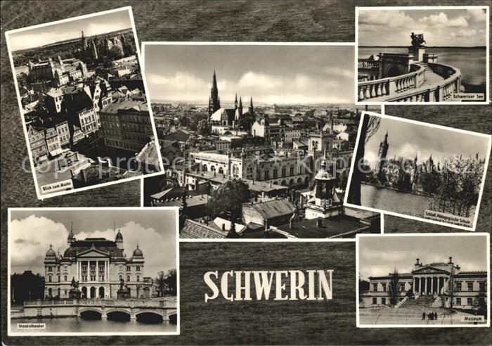 Schwerin Mecklenburg Markt Stadtblick Schweriner See Schloss Staatstheater Museu