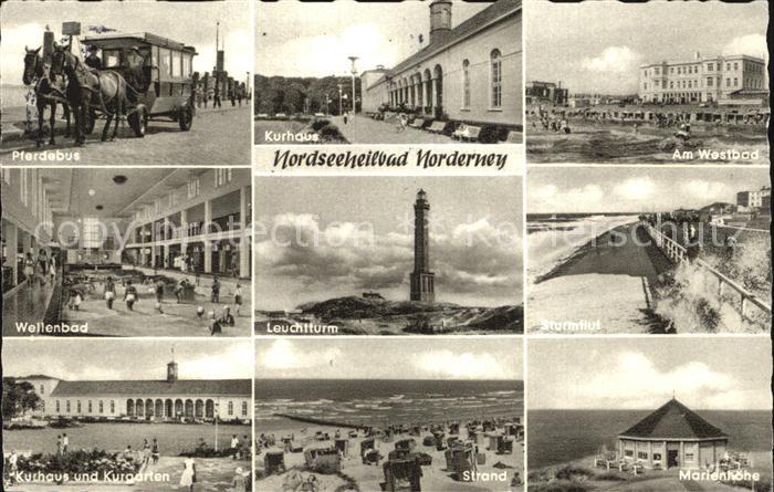 Norderney Nordseebad Kurhaus Westbad Leuchtturm Pferdebus