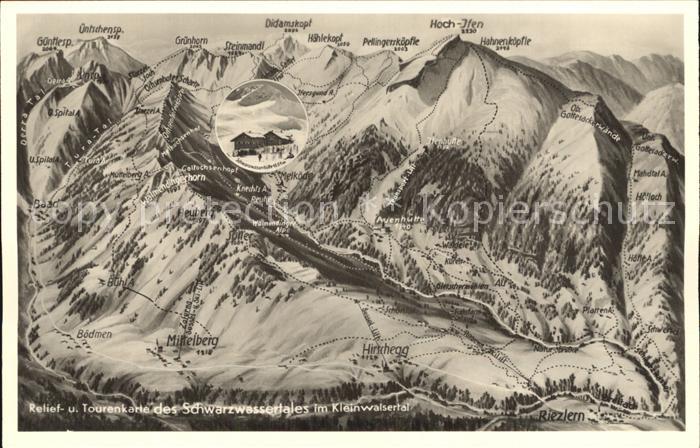 Schwarzwassertal oesterreich Panoramakarte im Kleinwalsertal