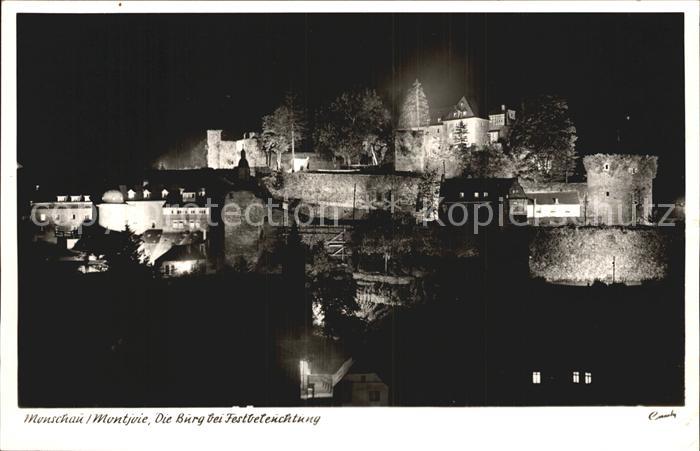 Monschau Montjoie NRW Burg bei Festbeleuchtung