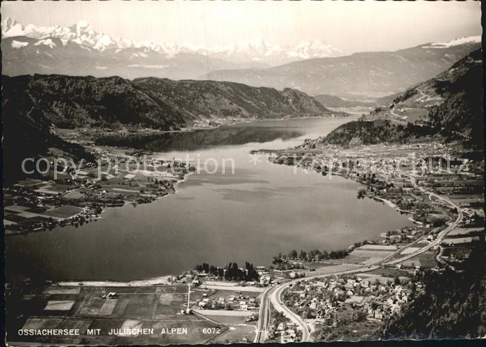 Ossiachersee Fliegeraufnahme mit Julischen Alpen