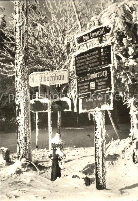 Seiffen Erzgebirge Wegsweiser im Winter
