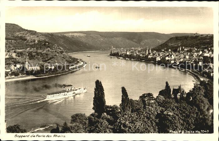 Foto Zeitz F.G. Nr. 1049 Boppard am Rhein Seitenraddampfer