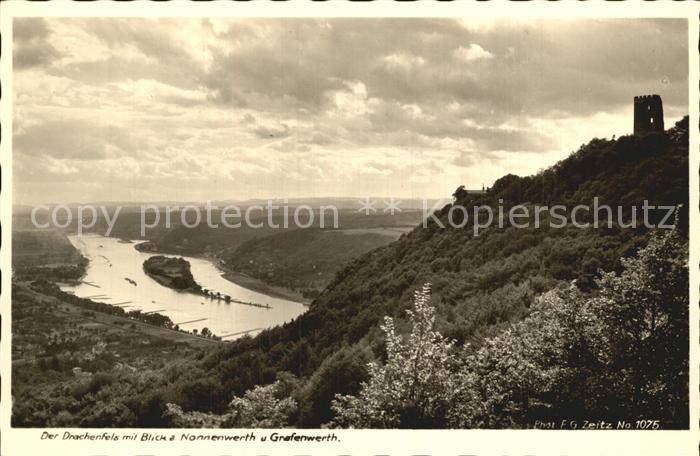 Foto Zeitz F.G. Nr. 1075 Drachenfels Nonnenwerth Grafenwerth