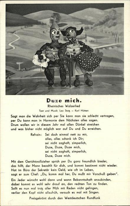 Liederkarte Duze Mich Rheinisches Walzerlied