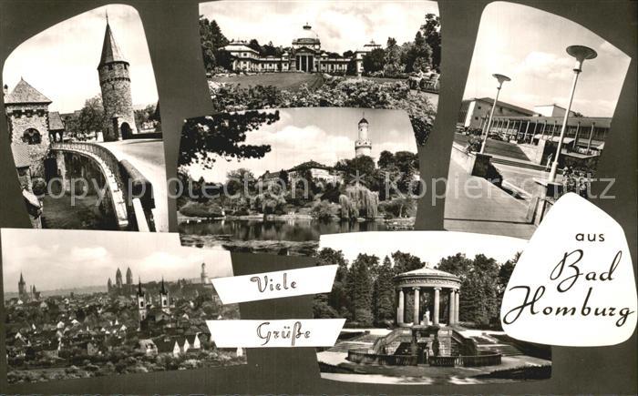 Bad Homburg Teilansichten Kurort Turm Kurpark Teich Tempel